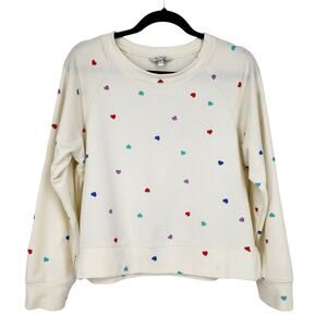 Wildfox Women's Heart Print Long Sleeve Pullover Soft Sweater Size Medium